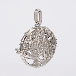 Платина Филигранные плоские круглые подвески из латуни, для ожерелья, без свинца, без никеля и без кадмия, платина, 34.7x33x17 мм, отверстия: 9x3.5 mm, 27 mm внутреннего диаметра