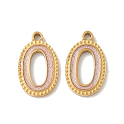 Настоящее золото 18K 304 нержавеющей стальной эмали подвески, ионное покрытие (ip), число 0 прелести, с блеском порошок, реальный 18 k позолоченный, 14~14.5x7.5~9x1.3 мм, отверстие : 1.3 мм