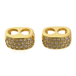 Настоящее золото 18K 925 разделители из стерлингового серебра с микропаве из прозрачного кубического циркония, овальные, реальный 18 k позолоченный, 3.5x7x5 мм, отверстие : 2 мм