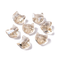 Светло-коричневый 100 шт. Гальванические стеклянные бусины, форма кошки, граненые, загар, 8.5x8.5x5 мм, отверстие : 1 мм