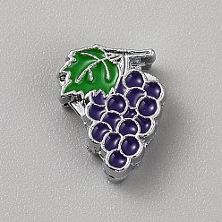 Винограды Бисера эмали сплава, фрукты, платина, винограды, 12.5x10x4.5 мм, отверстие : 9x1.8 мм