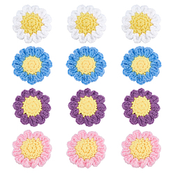 (52) Непрозрачная лаванда 12 шт. 4 цвета в форме цветка, хлопковый вязаный костюм, украшения, аксессуары, разноцветные, 60x20 мм, 3 шт / цвет