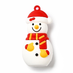 White Christmas PVC Plastic Big Pendants, Snowman, White, 56x27.5x23mm, Hole: 2mm
