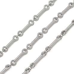 Stainless Steel Color 304 Stainless Steel Bar Link Chains, Twisted, Stainless Steel Color, 14x4x2mm and 4x2.5x0.4mm 