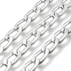 Платина Алюминий обуздать цепи, с катушкой, несварные, платина, 12x7x2 мм, около 32.81 футов (10 м) / рулон