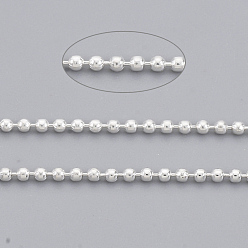 Серебро Латунные шаровые цепи, долговечный, пайки, с катушкой, без кадмия и без свинца, серебряные, 1 мм, около 301.83 футов (92 м) / рулон