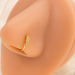 Stick Сплав кристалл горный хрусталь обруч клипса на кольца для носа, золотые, придерживаться, 11x11 мм