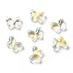 Прозрачный АВ Стеклянные бусины из прозрачной краски для запекания, с блеском порошок, бабочка, ясно AB, 10x14x5.5 мм, отверстие : 1 мм