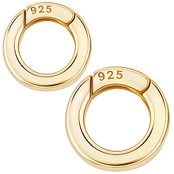 Золотой 2 шт. 2 стили 925 кольца с пружинным затвором из стерлингового серебра, с печатью 925, золотые, 10~12x3 мм, отверстие : 6~8 мм, 1 шт / стиль