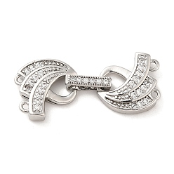 Платина Реечное покрытие латунь микро паве прозрачный кубический цирконий складные застежки, долговечный, платина, 36.5 мм, Кулон : 16x15x4 мм, отверстие : 1.5 мм