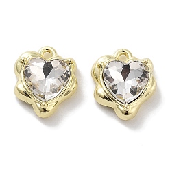 Золотой Подвески со стразами из сплава для крепления в стойку, без свинца, без кадмии и без никеля, сердце, кристалл, золотые, 13.5x11x5 мм, отверстие : 1.2 мм