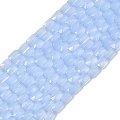 Васильковый Стеклянные бусины, имитация нефрита , прямоугольные, граненые, васильковый, 7x4.5x3.5 мм, отверстие : 0.9 мм, около 79~80 шт / нитка, 21.65''~22.24'' (55~56.5 см)
