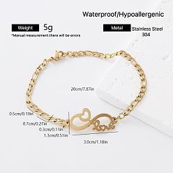 Infinity Pulseras vintage de eslabones de acero inoxidable para mujer, dorado, infinito, 304 pulgada (7.87 cm)