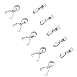 Stainless Steel Color 304 Stainless Steel Pendant Pinch Bails, Stainless Steel Color, 9x7x2.5mm, Hole: 4mm, 50pcs/box