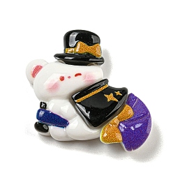 Медведь Кабошоны из непрозрачной смолы на тему Хэллоуина, медведь с метлой, 28.5x29x7 мм