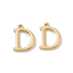 Letter D Латунные подвески, реальный 18 k позолоченный, Буква D, 9.5x7x1.3 мм, отверстие : 0.8 мм