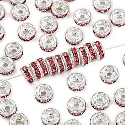 Роза Латунь марки А горный хрусталь Spacer бисер, прямой фланец, рондель, серебряные, роза, 6 мм, отверстие : 1 мм