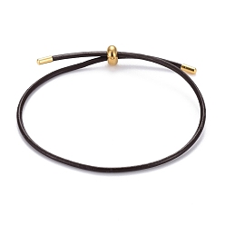 Кокосово-Коричневый Регулируемые браслеты-слайдеры из искусственной кожи, с 304 ползунками из нержавеющей стали и концом шнура, кокосового коричневый, 10-3/8 дюйм (26.5 см), 2 мм