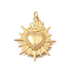 Настоящее золото 18K Латунные подвески, чары священного сердца, стойки покрытие, долговечный, без кадмия и без свинца, реальный 18 k позолоченный, 27.5x24.5x4.5 мм, Перейти кольцо: 5x0.8 мм, внутренний диаметр: 3.2 мм