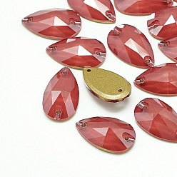 Hyacinth Sew on Rhinestone, Mocha Style, K9 Glass Rhinestone, Two Holes, Garments Accessories, Random Color Back Plated, Faceted, teardrop, Hyacinth, 18x10.5x5mm, Hole: 1mm
