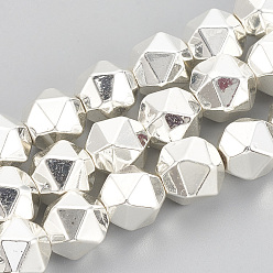 с Покрытием Серебра Гальванизировать немагнитных синтетический гематит бисер пряди, звезды вырезать круглые бусы, со серебряным покрытием, 7.5x8 мм, отверстие : 1 мм, около 50 шт / нитка, 15.55 дюйм