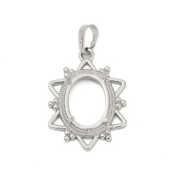 Платина Сеттинги для кулона (кабошонов), латунь , настройки открытой спины, очарование солнца, платина, 32x23x8 мм, отверстие : 8.5x5 мм, лоток : 15x10.5 мм