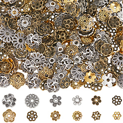 (52) Непрозрачная лаванда 360шт 12 стили колпачки из сплава в тибетском стиле, цветок, разноцветные, 6~11.5x6~10x2~4 мм, отверстие : 1~2 мм, 30 шт / стиль