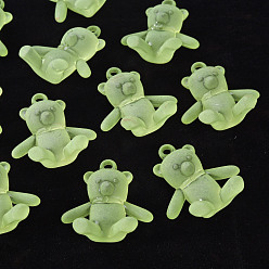 Темный Морско-зеленый Подвески матовым акриловым, медведь, темно-зеленый, 38.5x34x15 мм, отверстие : 2.5 мм, Около 94 шт / 500 г