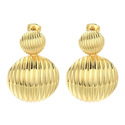 Настоящее золото 18K Серьги-гвоздики из латуни с реечным покрытием, долговечный, без кадмия и без свинца, полукруглый, реальный 18 k позолоченный, 38x25 мм