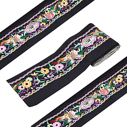 Colorful 2Yards Polyester Ribbon, Flower Pattern, Colorful, 3-5/8 inch(93mm), about 1.82m