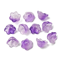 Фиолетовый 10шт. прозрачные стеклянные колпачки с градиентным цветом, шестилепестковые цветы, сиреневые, фиолетовые, 12x7 мм