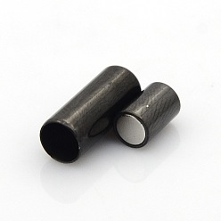 Gunmetal 304 Stainless Steel Smooth Surface Magnetic Clasps with Glue-in Ends Fit 5mm Cords, Column, Gunmetal, 17x7mm