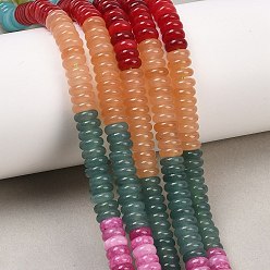 Белый Нефрит Окрашенные природные белый нефрит бисер пряди, рондель, разноцветные, 6~6.3x2~2.5 мм, отверстие : 1~1.1 мм, около 164 шт / нитка, 14.76 дюйм (37.5 см)