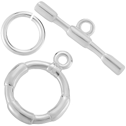 Посеребрённый 10шт латунные застежки, с латунными соединительными кольцами (шт.), 10 серебро покрытием, застежки-тумблеры: кольцо: 925 мм, бар: 14x10.5x2 mm, отверстие : 4x17.5x2 мм