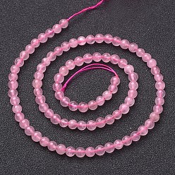 Rose Quartz Natural Rose Quartz Beads Strands, Round, 4mm, Hole: 0.8mm, about 85~90pcs/Strand, 15~16 inch