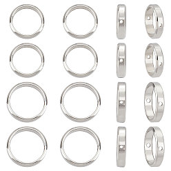 Нержавеющая Сталь Цвет 16 шт. 2 стили 201 рамки из нержавеющей стали, кольцо, цвет нержавеющей стали, 12~14x3 мм, 10~12 мм внутренним диаметром, отверстие : 1 мм, 8 шт / стиль