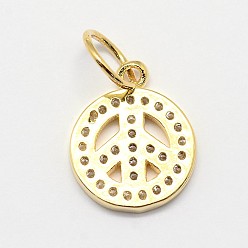 Mixed Color CZ Brass Micro Pave Cubic Zirconia Peace Sign Charms, Mixed Color, 13x11x2mm, Hole: 4.5mm