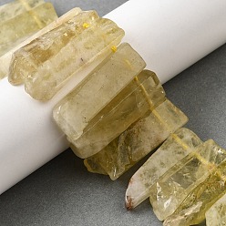 Лимонный Кварц Нити из натуральных бусин лимонного кварца (обработанных нагреванием), прямоугольные, Топ пробуренной, 22~60x6~14x6~9 мм, отверстие : 1.5~2 мм, около 17~22 шт / нитка, 7.48''~8.07'' (19~20.5 см)