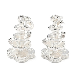 Серебро Латунные микропаве прозрачные подвески с фианитом, подвески для подноса, серебряные, 24x10x10 мм, отверстие : 2 мм, подвески: 18x10x10 мм