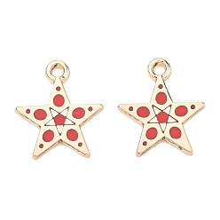 (123L) Белый крем непрозрачный блеск Подвески из эмали и сплава, звезды прелести, стойки покрытие, золотые, огнеупорный кирпич, 15x13x1.5 мм, отверстие : 1.6 мм