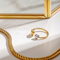 Золотой & Цвет Нержавеющей Стали 304 регулируемые открытые манжеты из нержавеющей стали, сердце, золотые и нержавеющая сталь цвет, внутренний диаметр: регулируемый