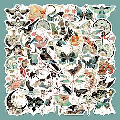 Colorful Retro PVC Self Adhesive Sticker Labels, Waterproof Fish Butterfly Decals, for Suitcase, Skateboard, Refrigerator, Helmet, Mobile Phone Shell, Colorful, 60x50mm, 50pcs/set