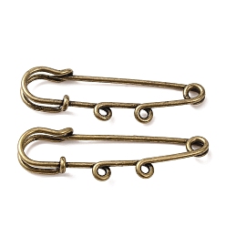 Bronce Antiguo 304 hallazgos de broche de imperdibles de acero inoxidable, Alfileres para falda escocesa con doble lazo, Bronce antiguo, 50~50.5x17~17.5x5~5.5 mm, agujero: 2 mm