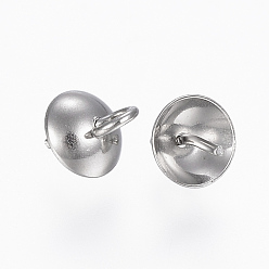Нержавеющая Сталь Цвет 304 кулоны булавки жемчужные колышки стаканчики нержавеющие, за половину пробурено бисера, цвет нержавеющей стали, 8.5x6 мм, отверстия: 2 мм, штифты: 0.8 мм