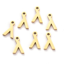 Letter L 304 подвески из нержавеющей стали, матовый стиль, греческий алфавит, золото, letter.l, letter.l: 11x7x1.5 мм, отверстие : 1.5 мм