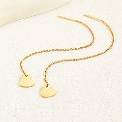 Настоящее золото 18K Геометрические круглые серьги с кисточками-гвоздиками 201 цепочка из нержавеющей стали, сердце, реальный 18 k позолоченный