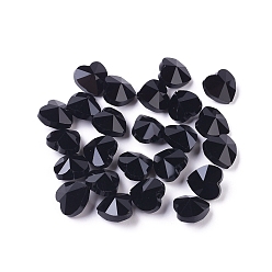 Black Transparent Glass Beads, Faceted, Heart, Black, 10x10x7mm, Hole: 1~1.2mm