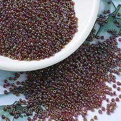 (RR2461) Transparent Dark Topaz AB MIYUKI Round Rocailles Beads, Japanese Seed Beads, 11/0, (RR2461) Transparent Dark Topaz AB, 2x1.3mm, Hole: 0.8mm, about 5500pcs/50g