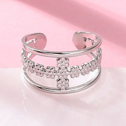 Нержавеющая Сталь Цвет Крест 304 открытые манжетные кольца из нержавеющей стали, цвет нержавеющей стали, 12 мм, внутренний диаметр: регулируемый