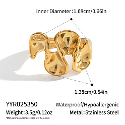 Настоящее золото 18K 304 открытые манжеты из нержавеющей стали для женщин, реальный 18 k позолоченный, 13.8 мм, внутренний диаметр: 16.8 мм